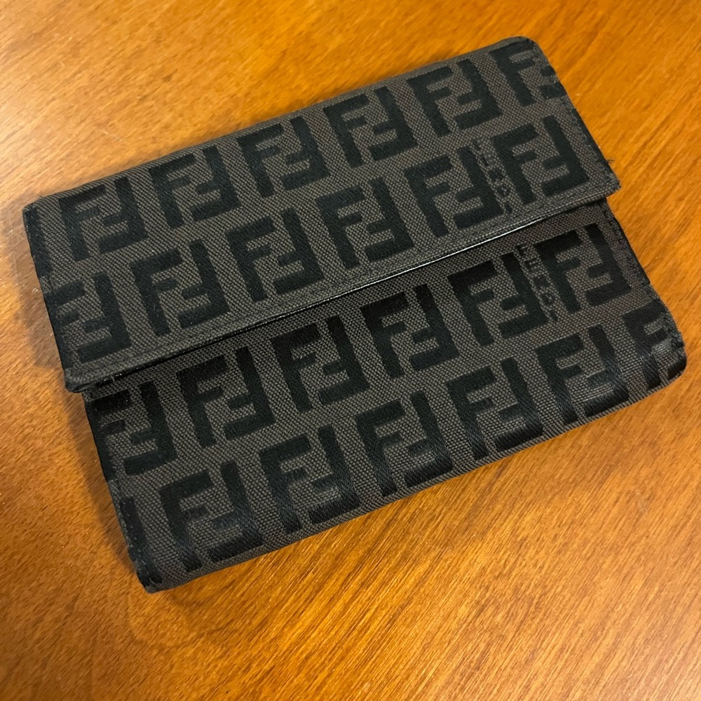 Fendi Black FF Logo Fold-Over Wallet